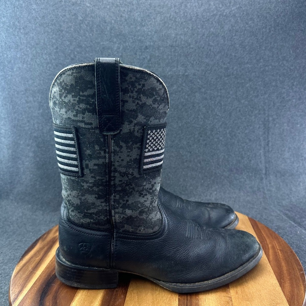 Ariat Sport Patriot Boots Mens 9.5EE Western Cowboy Round Toe Black USA 10023363